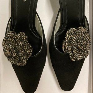 Black Suede/Tweed Mules